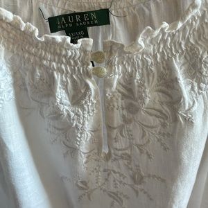 Ralph Lauren White Linen Embroidered Poet’s Blouse 1X/XL